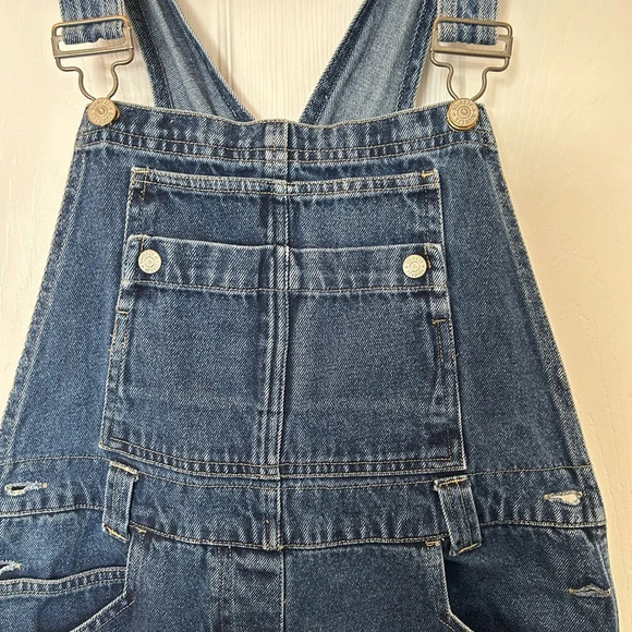 ! Rare 90’s SQUEEZE Cropped Denim Overalls size M - Picture 4 of 8